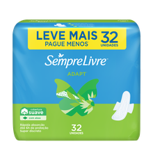 Absorvente Sempre Livre Adapt suave, com abas, pacote com 32 unidades Absorvente Sempre Livre Adapt suave, com abas, pacote com 32 unidades