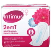 Absorvente Intimus 2 em 1 - com abas, cobertura suave com 8 unidades Absorvente Intimus 2 em 1 - com abas, cobertura suave com 8 unidades