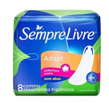 Absorvente Sempre Livre Adapt sem abas, suave, pacote com 8 unidades Absorvente Sempre Livre Adapt sem abas, suave, pacote com 8 unidades