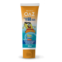 Protetor Solar Infantil Facial e Corporal OAZ Bob Esponja 6+ meses, FPS 60, creme com 125mL Protetor Solar Infantil Facial e Corporal OAZ Bob Esponja 6+ meses, FPS 60, creme com 125mL