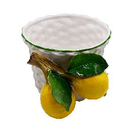 Cachepot 14cm Branco C/Limão E Hibisco Cachepot 14cm Branco C/Limão E Hibisco