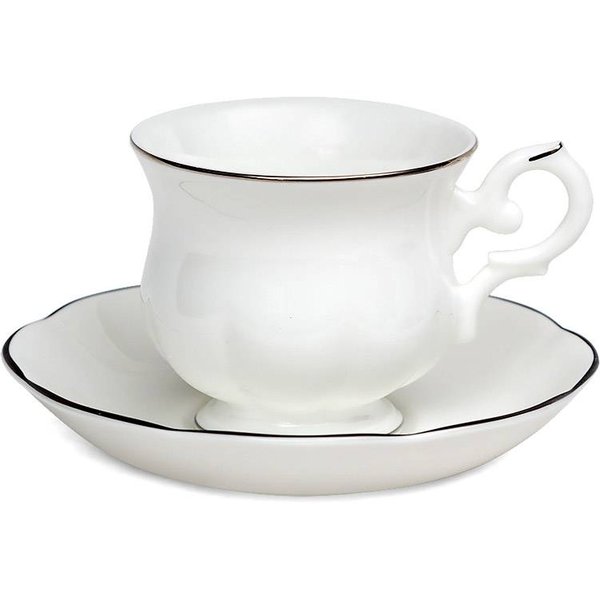 Jogo 6 Xícaras Chá Windsor Platinum Lining Royal Porcelain