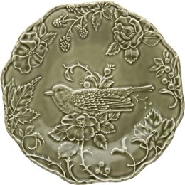 Prato Sobremesa Robin Pássaros e Alcachofra Cinza Escuro Bordallo Pinheiro Prato Sobremesa Robin Pássaros e Alcachofra Cinza Escuro Bordallo Pinheiro