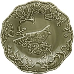 Prato Sobremesa Cardinal Pássaros e Alcachofra Cinza Escuro Bordallo Pinheiro Prato Sobremesa Cardinal Pássaros e Alcachofra Cinza Escuro Bordallo Pinheiro