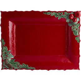 Travessa Retangular Coroa de Natal G Bordallo Pinheiro Travessa Retangular Coroa de Natal G Bordallo Pinheiro