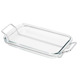 Refratário Vidro com suporte 37cm em Prata Wolff Refratário Vidro com suporte 37cm em Prata Wolff