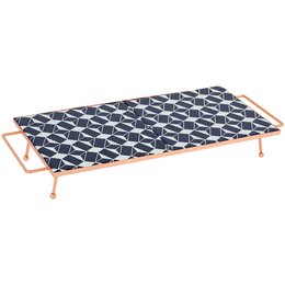 Bandeja Alta Athos 40cm Azul e Branca Flávia Del Pra Bandeja Alta Athos 40cm Azul e Branca Flávia Del Pra