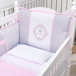Kit Berço Coroa Chevron Rosa 8 - Peças Kit Berço Coroa Chevron Rosa 8 - Peças