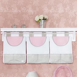 Porta Fraldas Chevron Rosa para varão - 3 peças (Batistela Baby) Porta Fraldas Chevron Rosa para varão - 3 peças (Batistela Baby)