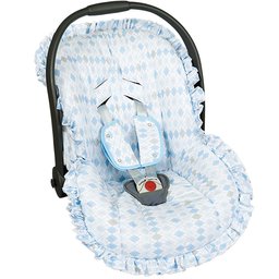 Capa para Bebê Conforto com Protetor de Cinto Geométrico Azul- 3 Peças Capa para Bebê Conforto com Protetor de Cinto Geométrico Azul- 3 Peças