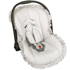Capa para Bebê Conforto Estampado e Protetor de Cinto Chevron Cinza - 3 Peças Capa para Bebê Conforto Estampado e Protetor de Cinto Chevron Cinza - 3 Peças