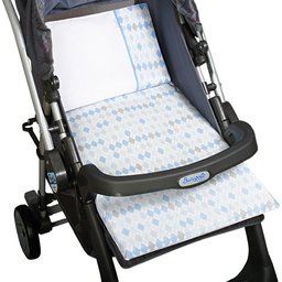 Colchonete de Carrinho Estampado Geométrico Azul - 3 Peças Colchonete de Carrinho Estampado Geométrico Azul - 3 Peças