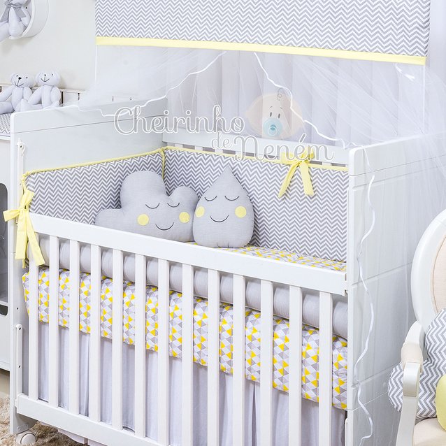 Kit Berço Nuvem e Gotinha Amarelo - 10 Peças Kit Berço Nuvem e Gotinha Amarelo - 10 Peças