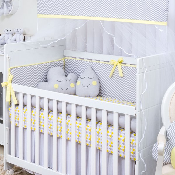 Kit Berço Nuvem e Gotinha Amarelo - 10 Peças Kit Berço Nuvem e Gotinha Amarelo - 10 Peças
