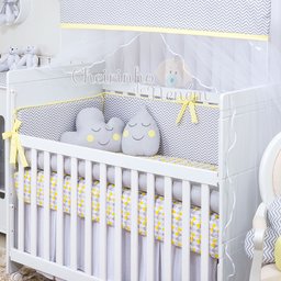 Kit Berço Nuvem e Gotinha Amarelo - 10 Peças Kit Berço Nuvem e Gotinha Amarelo - 10 Peças