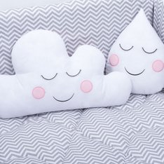Enfeite Decorativo Nuvem e Gota Branca E Rosa - 02 Peças Enfeite Decorativo Nuvem e Gota Branca E Rosa - 02 Peças
