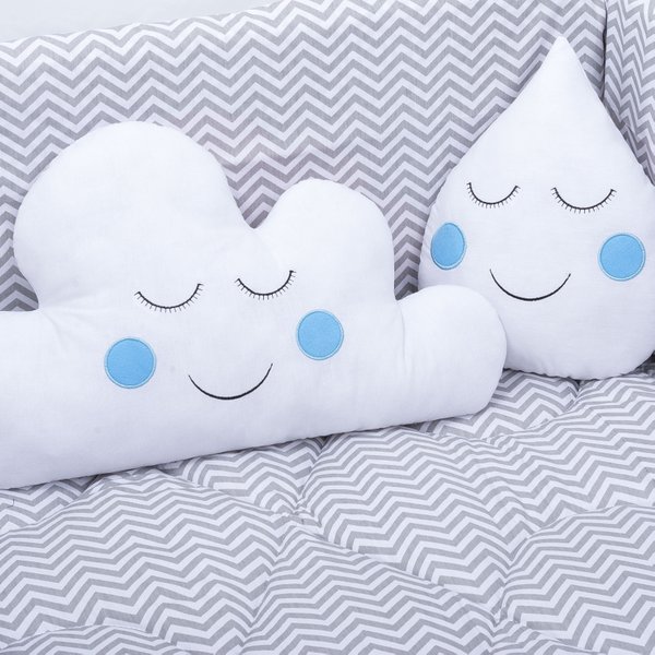 Enfeite Decorativo Nuvem e Gota Branco E Azul - 02 Peças Enfeite Decorativo Nuvem e Gota Branco E Azul - 02 Peças