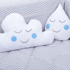 Enfeite Decorativo Nuvem e Gota Branco E Azul - 02 Peças Enfeite Decorativo Nuvem e Gota Branco E Azul - 02 Peças