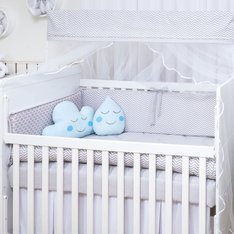 Kit Berço Chevron com Nuvem e Gotinha Azul - 10 Peças Kit Berço Chevron com Nuvem e Gotinha Azul - 10 Peças