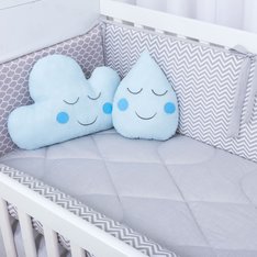 Kit Berço Chevron com Nuvem e Gotinha Azul - 10 Peças Kit Berço Chevron com Nuvem e Gotinha Azul - 10 Peças