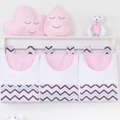 Porta Fraldas Chevron Rosa e Cinza para varão - 3 Peças Porta Fraldas Chevron Rosa e Cinza para varão - 3 Peças