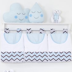 Porta Fraldas Chevron Azul e Cinza para varão - 3 Peças Porta Fraldas Chevron Azul e Cinza para varão - 3 Peças