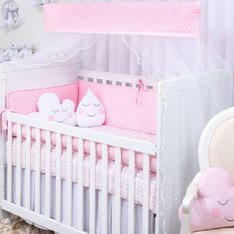 Kit Berço com Nuvem e Gotinha Rosa - 10 Peças Kit Berço com Nuvem e Gotinha Rosa - 10 Peças