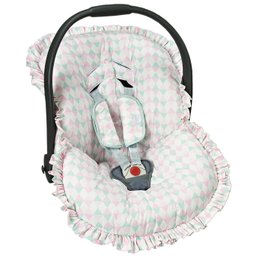 Capa para Bebê Conforto com Protetor de Cinto Triângulo Rosa - 3 Peças Capa para Bebê Conforto com Protetor de Cinto Triângulo Rosa - 3 Peças