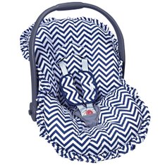Capa para Bebê Conforto Estampado e Protetor de Cinto Chevron Marinho - 3 Peças Capa para Bebê Conforto Estampado e Protetor de Cinto Chevron Marinho - 3 Peças