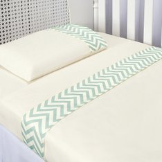 Jogo de Lençol Berço Vira Estampada Chevron Verde Malva - 3 Peças Jogo de Lençol Berço Vira Estampada Chevron Verde Malva - 3 Peças