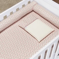 Kit Berço Rolinho Chevron Rosê - 07 Peças Kit Berço Rolinho Chevron Rosê - 07 Peças
