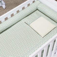 Kit Berço Rolinho Chevron Verde Malva - 07 Peças Kit Berço Rolinho Chevron Verde Malva - 07 Peças