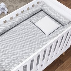 Kit de Berço Rolinho Chevron Cinza - 07 pçs (Batistela Baby) Kit de Berço Rolinho Chevron Cinza - 07 pçs (Batistela Baby)