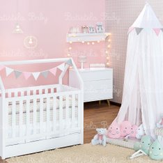 Kit de Berço Rolinho Triângulo Rosa - 07 pçs (Batistela Baby) Kit de Berço Rolinho Triângulo Rosa - 07 pçs (Batistela Baby)