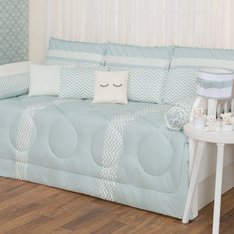 Kit Bicama Chevron Verde Malva - 9 Peças Kit Bicama Chevron Verde Malva - 9 Peças