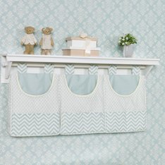 Porta Fraldas Chevron Verde Malva para varão - 3 Peças Porta Fraldas Chevron Verde Malva para varão - 3 Peças