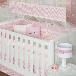 Kit Berço Chevron Rosé - 10 peças (Batistela Baby) Kit Berço Chevron Rosé - 10 peças (Batistela Baby)
