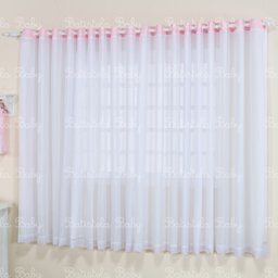 Cortina Coroinha Rosa para Varão com Forro - 1 Peça (Batistela Baby) Cortina Coroinha Rosa para Varão com Forro - 1 Peça (Batistela Baby)