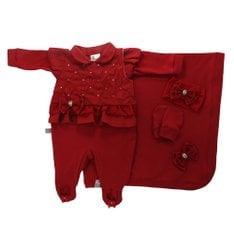 Kit Maternidade Eduarda Vermelho - 4 peças Kit Maternidade Eduarda Vermelho - 4 peças
