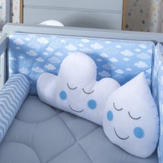 Kit Berço Algodão Doce Azul - 9 Peças Kit Berço Algodão Doce Azul - 9 Peças