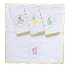 Fralda De Boca Bordada C/ Picueta Frutas - 4 peças Fralda De Boca Bordada C/ Picueta Frutas - 4 peças