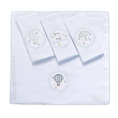 Fralda De Boca Bordada C/ Picueta Nuvem Azul - 4 peças Fralda De Boca Bordada C/ Picueta Nuvem Azul - 4 peças