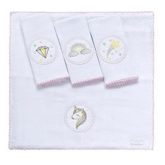 Fralda De Boca Bordada C/ Picueta Unicórnio - 4 peças Fralda De Boca Bordada C/ Picueta Unicórnio - 4 peças