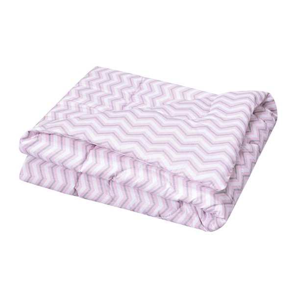 Edredom Estampado Dupla Face Chevron Rosa E Cinza - 1 peça Edredom Estampado Dupla Face Chevron Rosa E Cinza - 1 peça