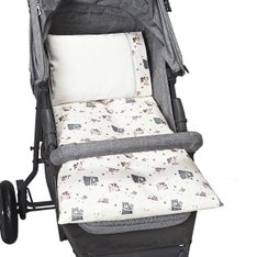 Colchonete Para Carrinho Estampado Ursinho Bege - 4 peças Colchonete Para Carrinho Estampado Ursinho Bege - 4 peças