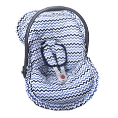 Capa para Bebê Conforto Estampado e Protetor De Cinto Chevron Marinho e Azul - 3 peças Capa para Bebê Conforto Estampado e Protetor De Cinto Chevron Marinho e Azul - 3 peças