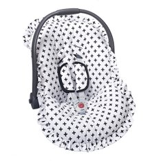 Capa Bebê Conforto Estampado e Protetor de Cinto Cruzinha Preto - 3 peças Capa Bebê Conforto Estampado e Protetor de Cinto Cruzinha Preto - 3 peças