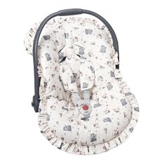 Capa Bebê Conforto Estampado e Protetor de Cinto Ursinho Bege - 3 peças Capa Bebê Conforto Estampado e Protetor de Cinto Ursinho Bege - 3 peças
