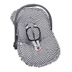 Capa Bebê Conforto Estampado e Protetor de Cinto Zig Zag Preto - 3 peças Capa Bebê Conforto Estampado e Protetor de Cinto Zig Zag Preto - 3 peças