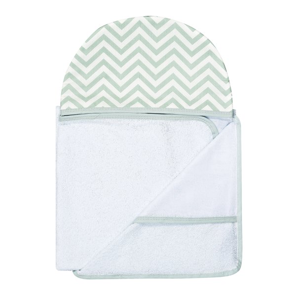Toalha De Banho C/ Capuz Revestida Chevron Verde Malva - 1 peça Toalha De Banho C/ Capuz Revestida Chevron Verde Malva - 1 peça